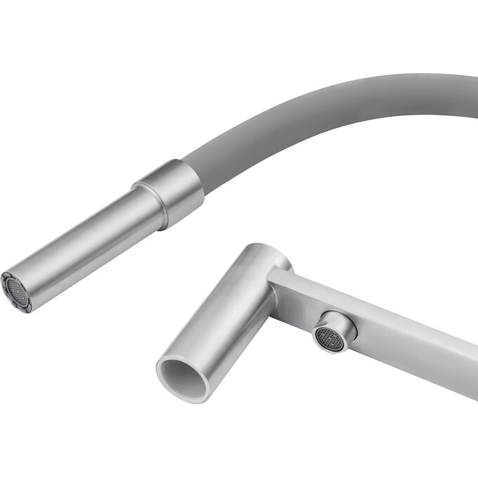 Смеситель для кухни Kroner KRP Edelstahl Klassisch ESG03815GRA (нержавейка/серый, c гибким изливом и подключением питьевой воды), Цвет производителя: нержавейка, серый, фото 8