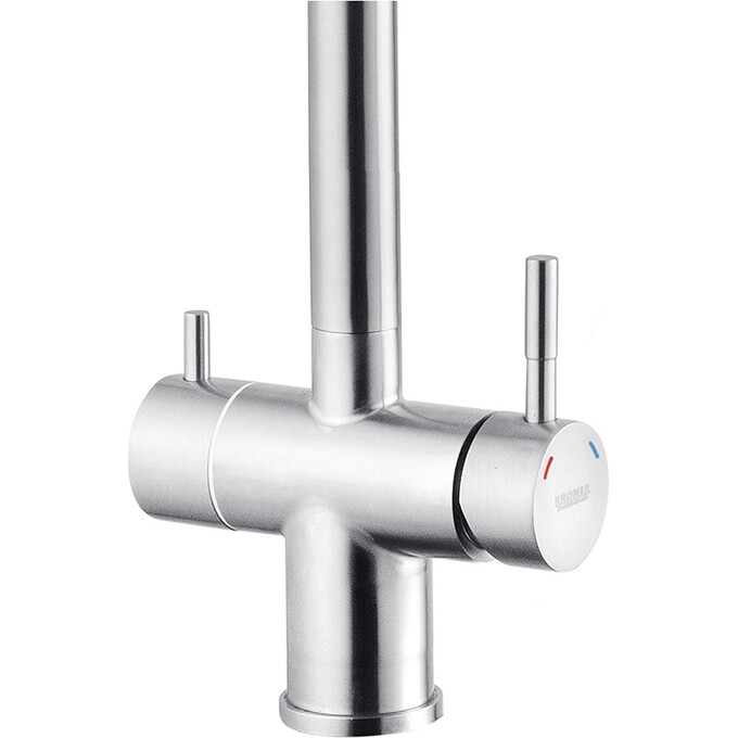 Смеситель для кухни Kroner KRP Edelstahl Klassisch ESG03815WHI (нержавейка/белый, c подключением питьевой воды), Цвет производителя: нержавейка, белый, фото 5