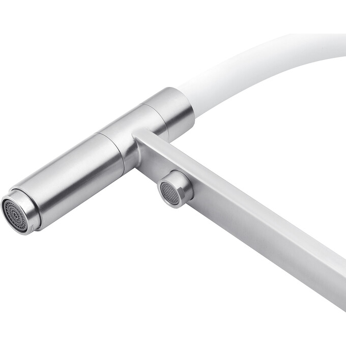 Смеситель для кухни Kroner KRP Edelstahl Klassisch ESG03815WHI (нержавейка/белый, c подключением питьевой воды), Цвет производителя: нержавейка, белый, фото 8