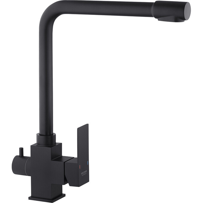 Смеситель для кухни Kroner KRP Edelstahl Kubus SCH03810 (черный матовый, c подключением питьевой воды), фото 