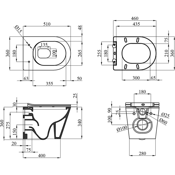 Комплект унітаз з інсталяцією 3 в 1 38772001KA513636: підвісний унітаз із сидінням Kroner Armada WHI513636 + інсталяція Grohe Rapid SL 38772001 + клавіша змиву Skate Cosmopolitan 38732000, фото , изображение 14