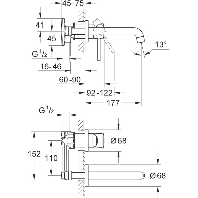Змішувач прихованого монтажу для умивальника Grohe BauClassic Neutral 2029200C (внутрішня частина у комплекті), фото , изображение 3
