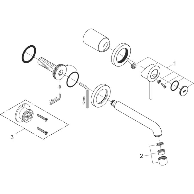Змішувач прихованого монтажу для умивальника Grohe BauClassic Neutral 2029200C (внутрішня частина у комплекті), фото , изображение 2