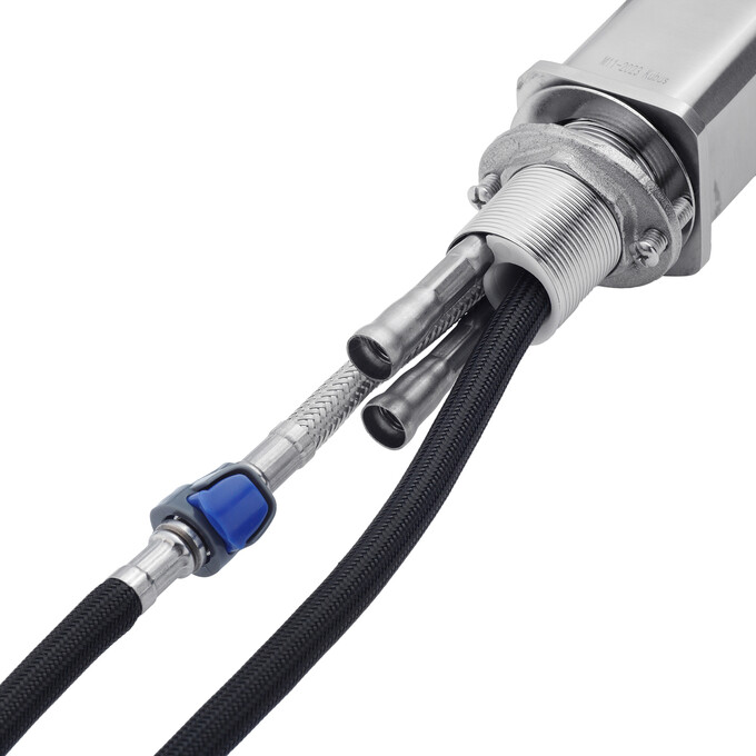 Смеситель для кухни Kroner KRP Edelstahl Klassisch ESG03918 (нержавейка, c выдвижной каскадной лейкой), Цвет производителя: нержавейка, фото 7