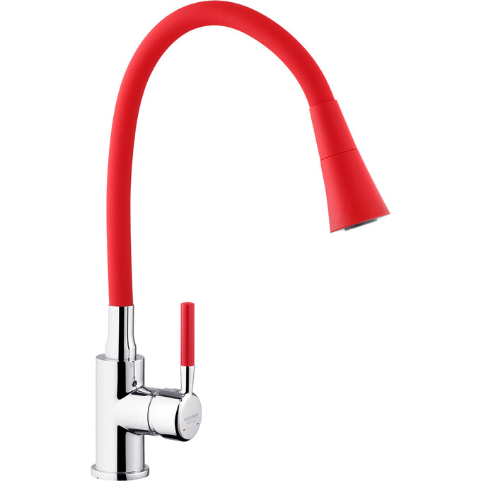 Змішувач для кухні Kroner KRM Küche C132RED (хром/червоний), Колір виробника: хром, червоний, фото 