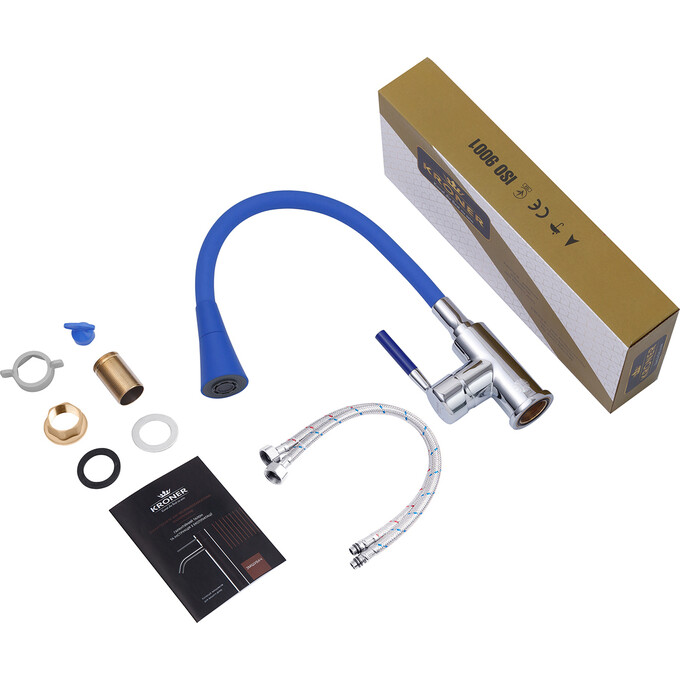 Смеситель для кухни Kroner KRM Küche C132BLE (хром/синий), Цвет производителя: хром, синий, фото 8