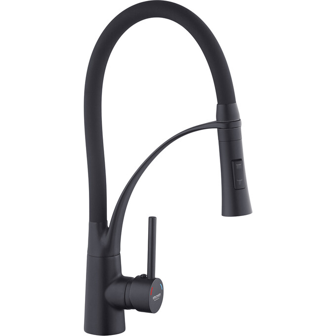 Смеситель для кухни Kroner KRP Ersel SCH03393BLK (черный матовый, с гибким изливом), Цвет производителя: черный матовый, фото 