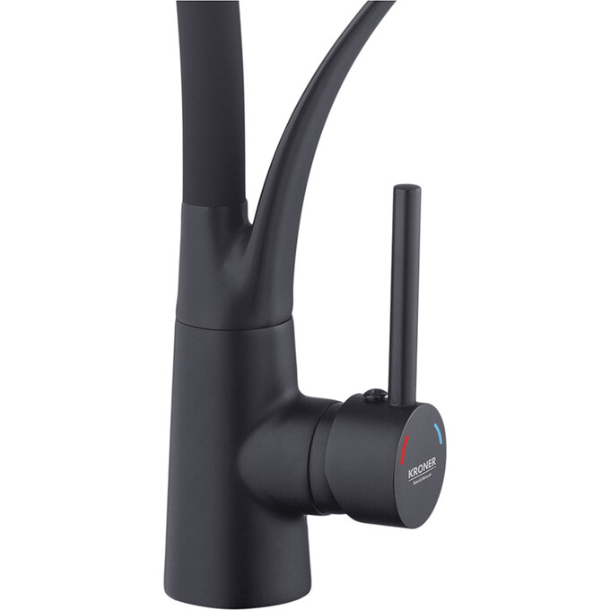 Смеситель для кухни Kroner KRP Ersel SCH03393BLK (черный матовый, с гибким изливом), Цвет производителя: черный матовый, фото 4