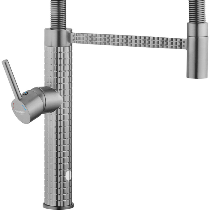 Смеситель для кухни Kroner KRP Ersel GRP03999 (графит, с гибким изливом), Цвет производителя: графит, фото 5