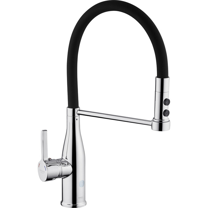 Смеситель для кухни Kroner KRP Ersel C03111BLK (хром/черный, с гибким изливом), фото 