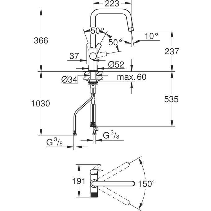 Смеситель для кухни Grohe Blue Pure Eurosmart 30583000 (с подключением питьевой воды), фото 4