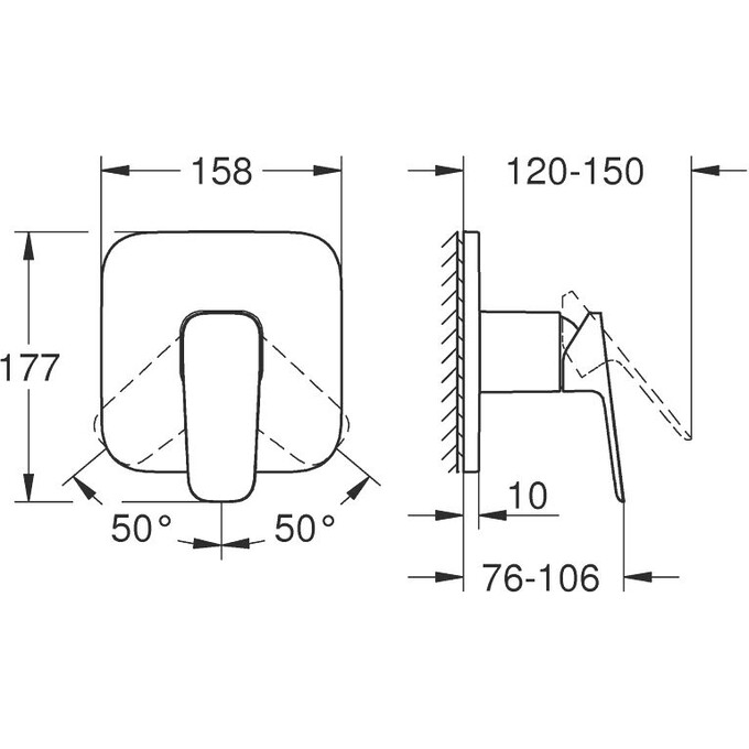 Зовнішня частина змішувача прихованого монтажу для душу Grohe Cubeo 1017770000, фото , изображение 5
