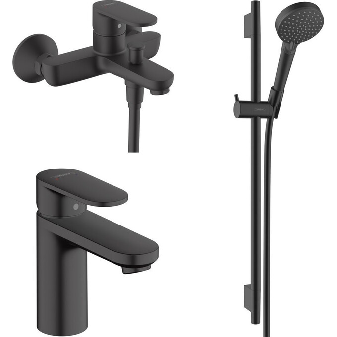 Комплект смесителей для ванной комнаты Hansgrohe Vernis Blend Black Matt 71551222 (71551670+71440670+26423670, черный матовый), фото 