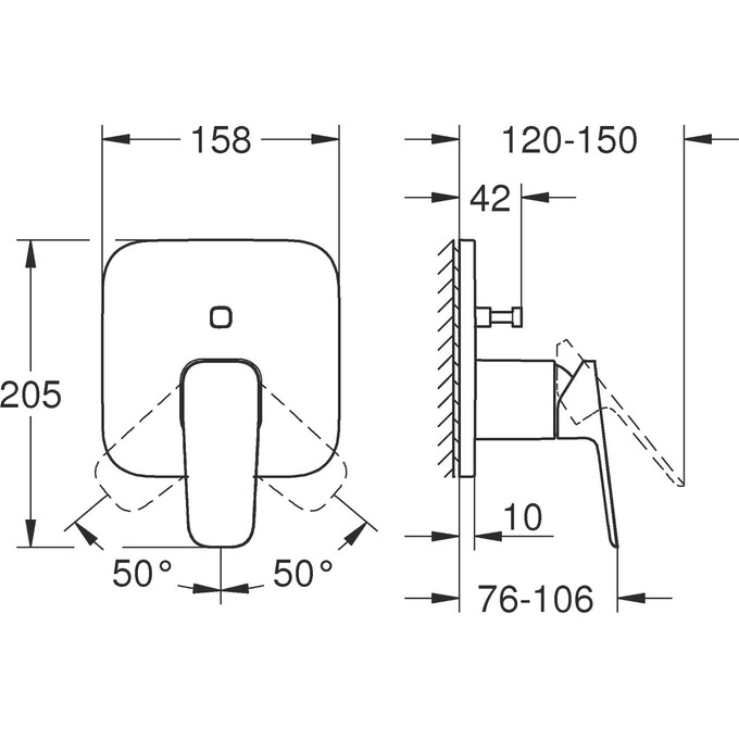 Зовнішня частина змішувача прихованого монтажу для ванни Grohe Cubeo 1017780000, фото , изображение 7