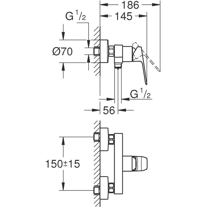 Смеситель для душа Grohe Cubeo 1018242430 (черный матовый), Цвет производителя: черный матовый, фото 10