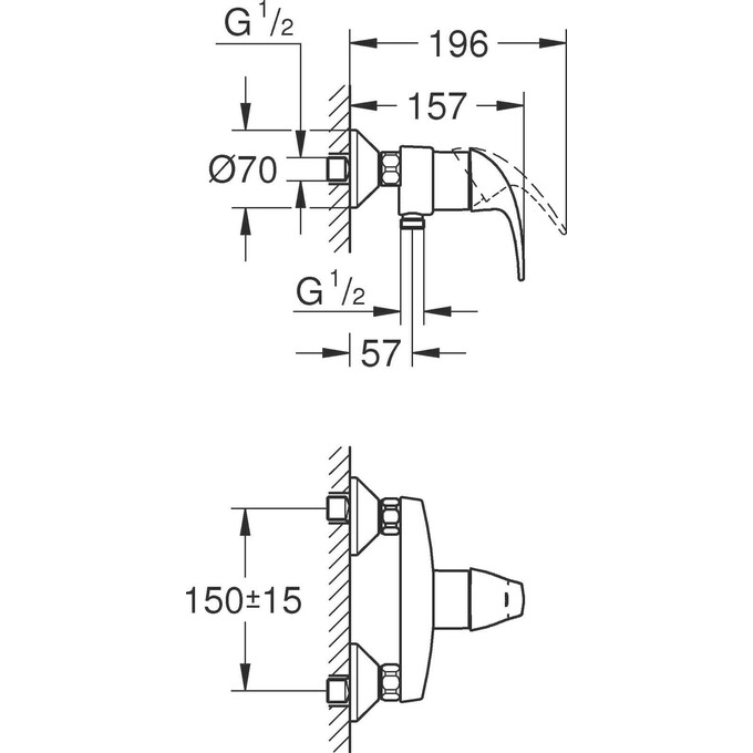 Комплект змішувачів 3 в 1 для ванної кімнати Grohe Start Curve 126747 (23805000+23767000+26196000), фото , изображение 8