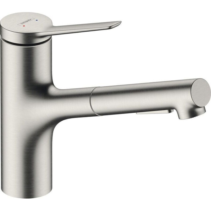 Змішувач для кухні Hansgrohe Zesis M33 Pull-out spray 2jet Stainless Steel Finish 74800800 (нержавіюча сталь, з висувною лійкою), Колір виробника: нержавіюча сталь, фото 