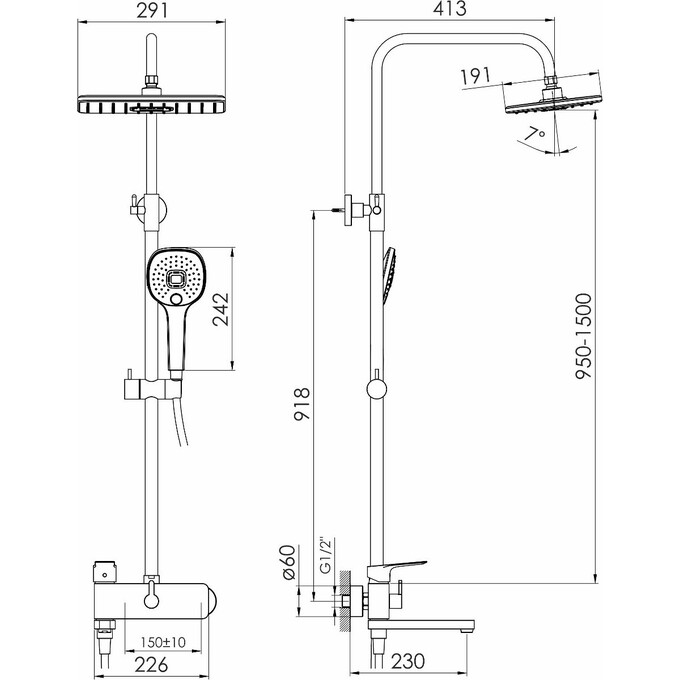 Душевая система Imprese Loreta t03004301SQ (с изливом), фото 2