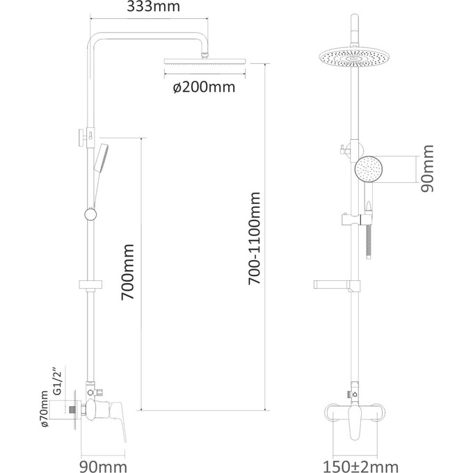 Душова система RJ Lux RJSP120-03CH (з мильницею), фото , изображение 2
