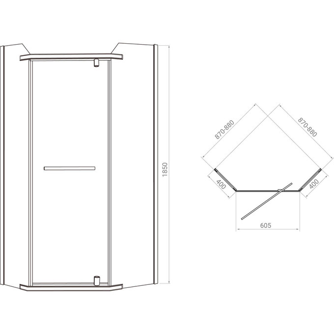 Душевая кабина RJ Duct N 90RZ079N(1) (90x90 см, стекло прозрачное, петли хром), фото 2
