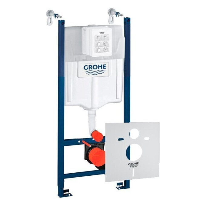 Инсталляция для унитаза 4 в 1 Grohe Rapid SL 3884000G_38505KF0 (с клавишей смыва, прокладкой и креплением к стене), Цвет производителя: черный матовый, фото 4