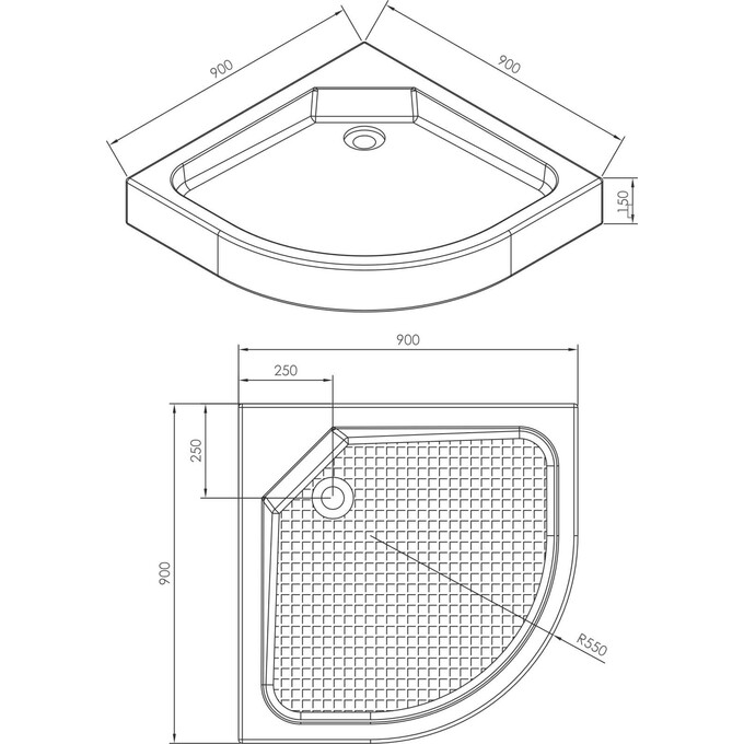 Душевой поддон Imprese s0949090R (90x90 см, с сифоном), фото 