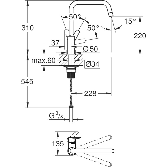Змішувач для кухні Grohe QuickFix Start 30470000, фото , изображение 9