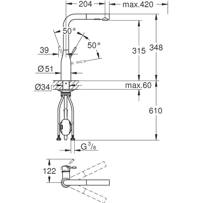 Смеситель для кухни Grohe Essence 30270GN0 (холодный рассвет матовый, с выдвижной лейкой), Цвет производителя: холодный рассвет матовый, фото 2