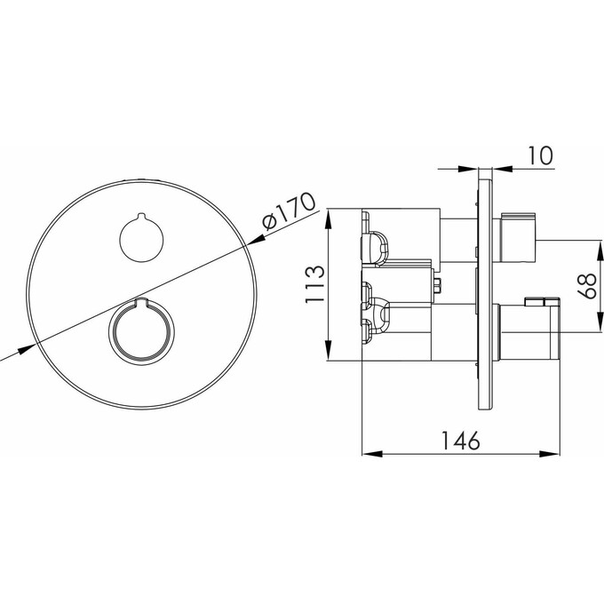 Змішувач прихованого монтажу для ванни із термостатом Imprese Kucera Black Matt f04603410AD (чорний матовий, внутрішня частина в комплекті), Колір виробника: чорний матовий, фото , изображение 2
