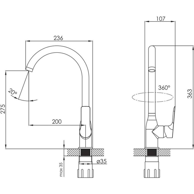 Смеситель для кухни Imprese Kucera Black Matt f03403410AA (черный матовый), фото 2