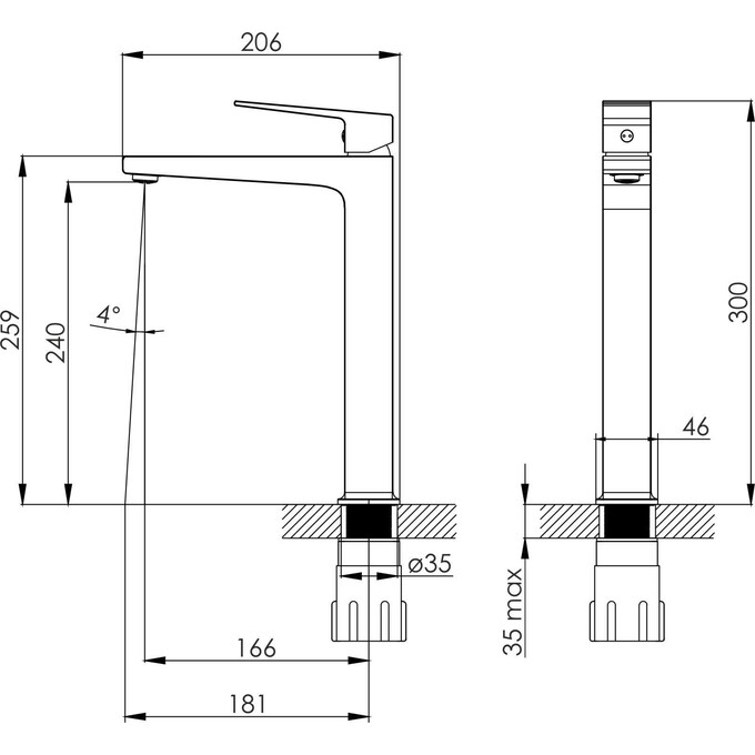 Смеситель для умывальника Imprese Violik Black Matt f03510810AB (черный матовый, высокий), Цвет производителя: черный матовый, фото 2