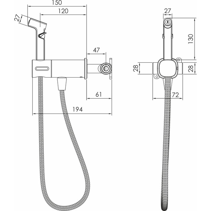 Гигиенический душ со смесителем Imprese Bilovec Black Matt f03900910AA (черный матовый, скрытого монтажа), Цвет производителя: черный матовый, фото 2