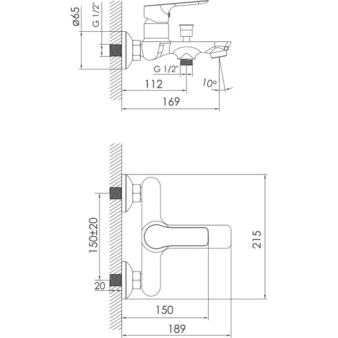 Смеситель для ванны Imprese Kucera Black Matt f03203410AA (черный матовый), фото 7
