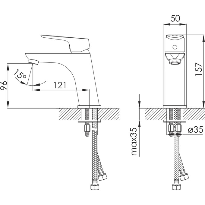 Змішувач для умивальника Imprese Kucera Black Matt f03503410AA (чорний матовий), фото , изображение 2