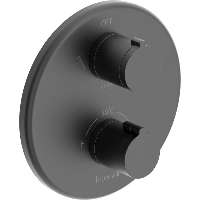 Змішувач прихованого монтажу для ванни із термостатом Imprese Kucera Black Matt f04603410AD (чорний матовий, внутрішня частина в комплекті), Колір виробника: чорний матовий, фото 