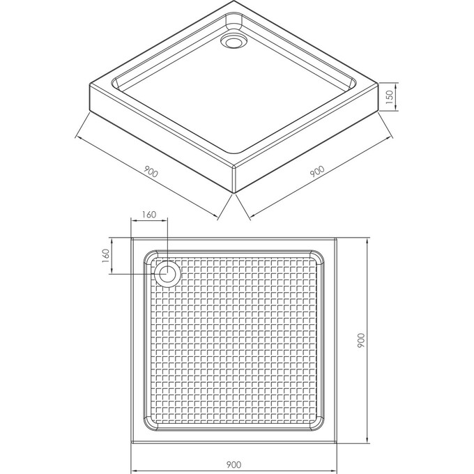 Душевой поддон Imprese s0949090S (90x90 см, с сифоном), фото 