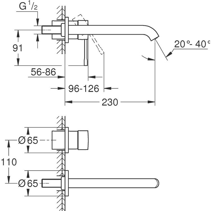 Зовнішня частина змішувача прихованого монтажу для умивальника Grohe Essence New L-Size 29193001 (хром), Колір виробника: хром, фото , изображение 3