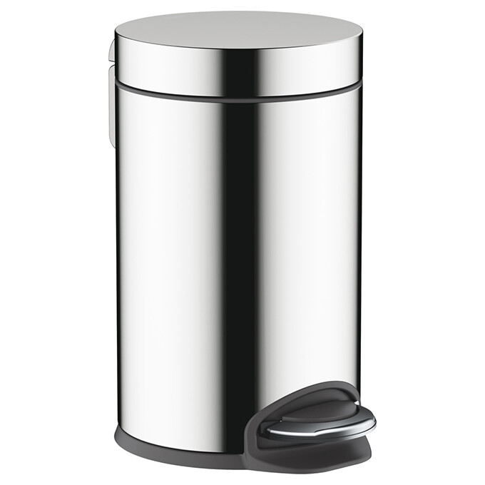 Ведро для мусора Hansgrohe Addstoris Chrome 41775000 (хром, 3 л, с педалью и крышкой), Цвет производителя: хром, фото 