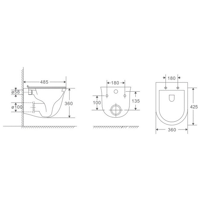 Комплект унитаз подвесной Volle Avila Rimless 13-66-051 + биде подвесное Volle Avila 13-66-052, фото 4