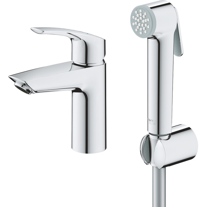 Змішувач для умивальника Grohe Eurosmart New S-Size 23124003 (з гігієнічним душем), фото , изображение 3
