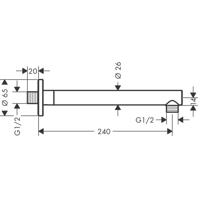 Кронштейн душевой Hansgrohe Vernis Blend Black Matt 27809670 (черный матовый), Цвет производителя: черный матовый, фото 2