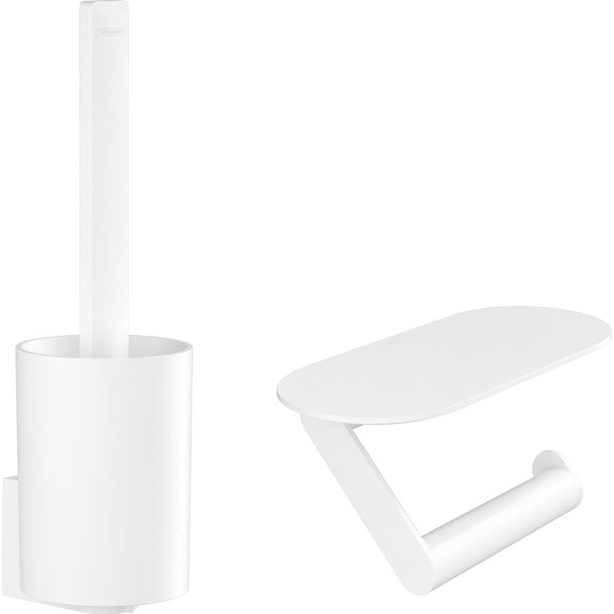Ершик для унитаза Hansgrohe Wallstoris Matt White 27969700 (белый матовый, настенный, с держателем туалетной бумаги), Цвет производителя: белый матовый, фото 