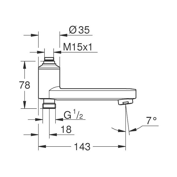 Излив на смеситель для ванны Grohe 13450000 (12 см, поворотный, с переключателем на душ), фото , изображение 6