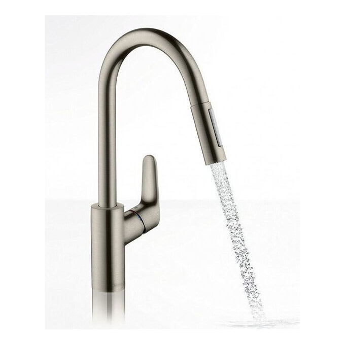 Смеситель для кухни Hansgrohe Focus 31815800 (нержавейка, с выдвижной лейкой), Цвет производителя: нержавейка, фото 2