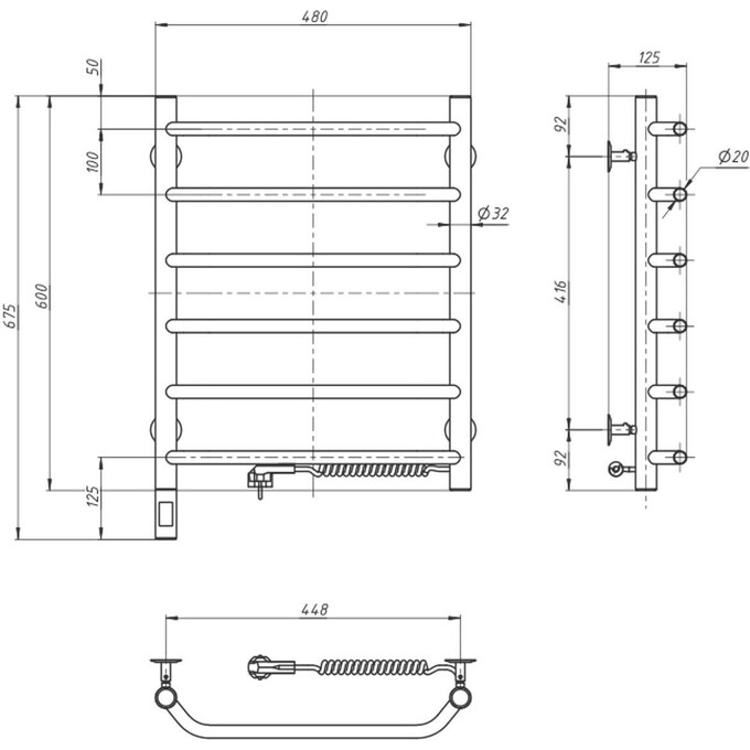 Электрический полотенцесушитель Navin Блюз Sensor 10-006033-4860 (480x600, правый, сенсорный, с таймером), Доступные размеры: 480 x 600, Цвет производителя: хром, Подключение полотенцесушителя: правое, фото 6