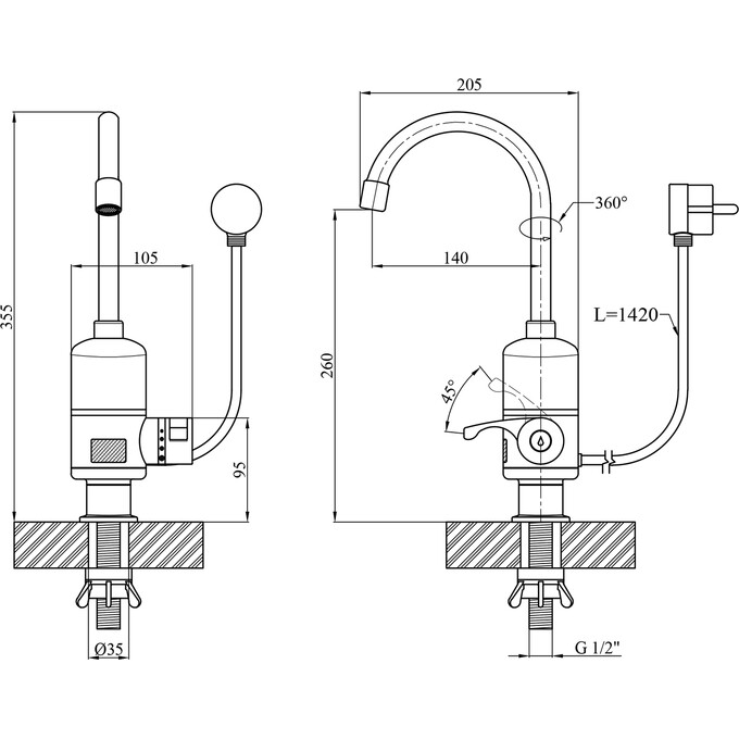 Проточный водонагреватель для кухни Kroner KRM Volt CW090 (белый/хром, с дисплеем и электронагревом 3 кВт), фото 7
