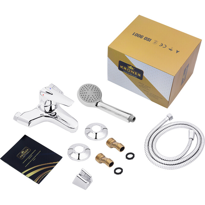 Змішувач для ванни Kroner KRP Odra C060 (з лійкою та шлангом), фото , изображение 6