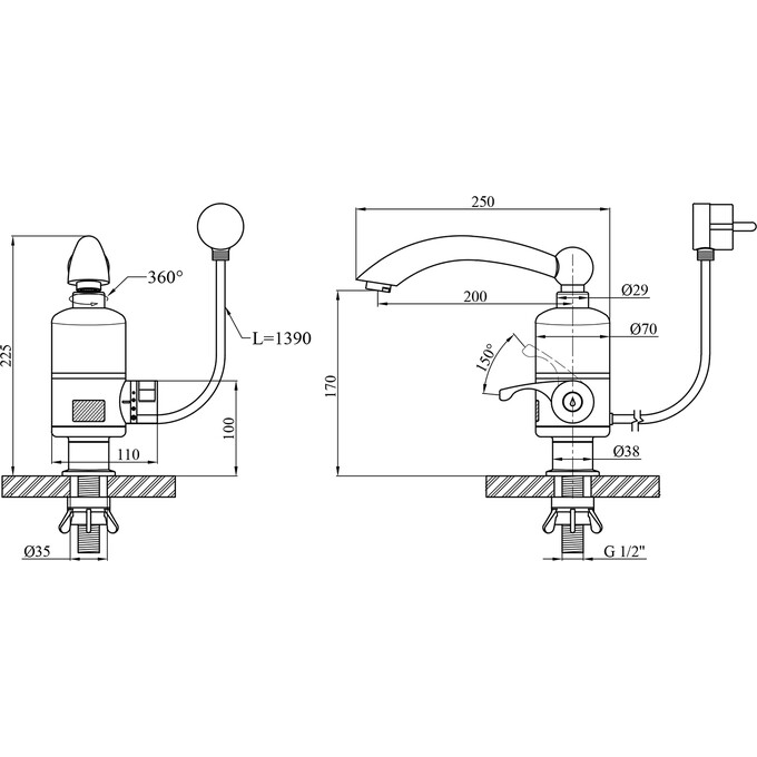Проточный водонагреватель для кухни Kroner KRM Volt CW092 (белый, с дисплеем и электронагревом 3 кВт), фото 7