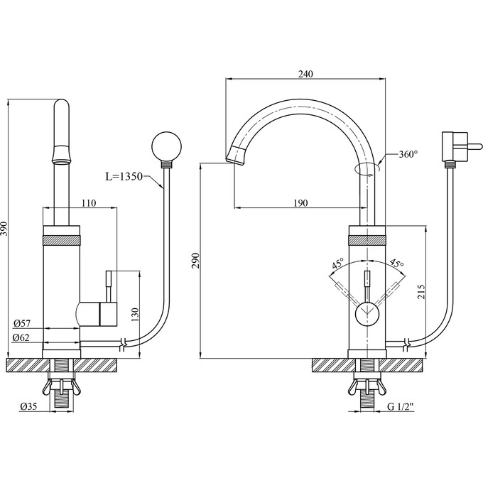 Проточный водонагреватель для кухни Kroner KRP Volt ESG088 (никель, с дисплеем и электронагревом 3 кВт), фото 6