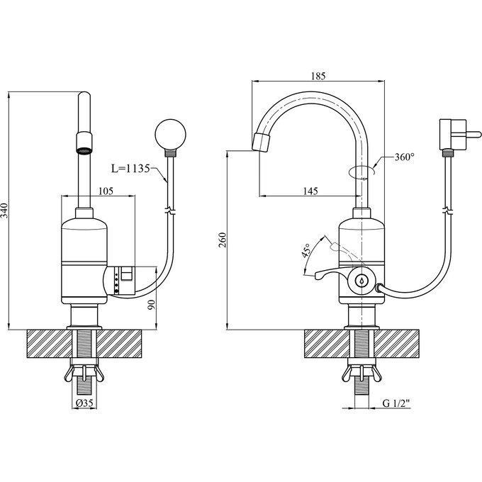 Проточный водонагреватель для кухни Kroner KRM Volt CW190FA (белый/хром, с электронагревом 3 кВт), фото 6